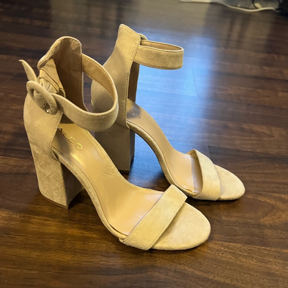 Aldo Suede Nude Heels